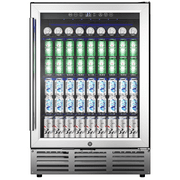 Simzlife Beverage Refrigerator Cooler-180 Cans Freestanding Mini Fridge Cooler with Glass Door, Adjustable Shelves \u0026 Digital Temperature Display for Soda, Wine or Beer (silver, 5.3 Cu.Ft)